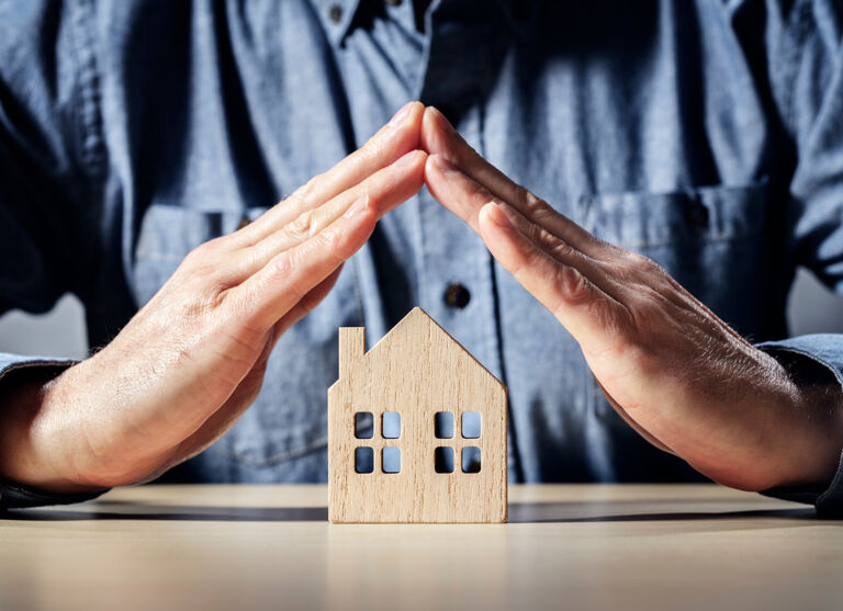 Photo of person with a little wooden house